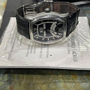 Maurice Lacroix Masterpiece Jours Rétrogrades Tonneau watch with alligator band